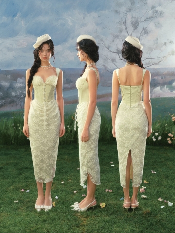 Lacemade váy ren corset xanh pastel thanh lịch_Y10