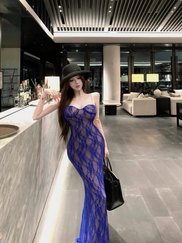 Váy ren xuyên thấu ôm dáng cúp ngực quyến rũ_Y61