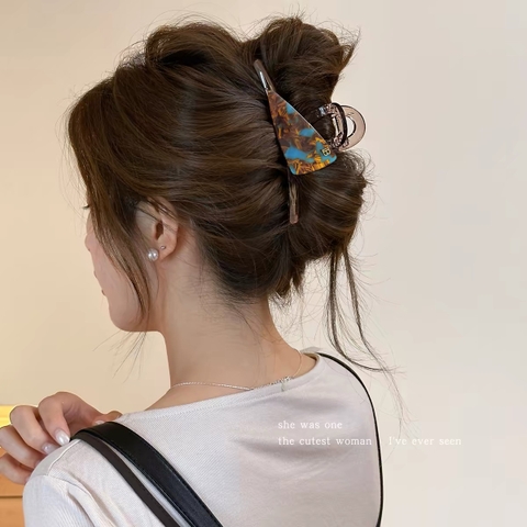 Kẹp tóc càng cua vân đá ngọc trai đính đá_T22