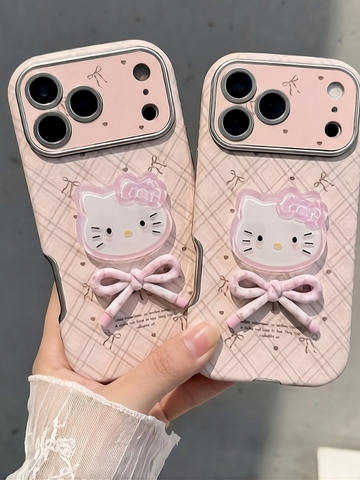 🐱🎀Ốp Lưng Iphone Mèo Kitty Nơ Caro Hồng Dịu Dàng 🌸💖_Mê Case