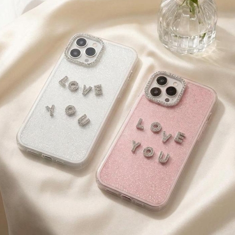 Ốp Lưng Iphone Đính Đá Gắn Chữ Lấp Lánh 