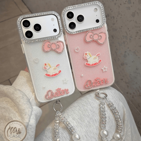 ỐP LƯNG IPHONE SWEET UNICORN QUEEN–LẤP LÁNH CÔNG CHÚA KÈM DÂY ĐEO NGỌC TRAI SANG TRỌNG 💖