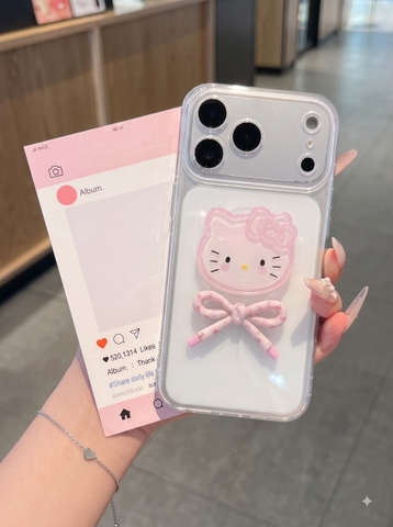 Ốp Lưng Iphone Hello Kitty Kẹo Ngọt Nơ 3D – Viền Camera Chống Sốc