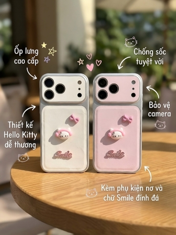 Ốp Lưng Iphone Hello Kitty Đính Charm 3D - Chống Sốc, Bảo Vệ Camera Toàn Diện