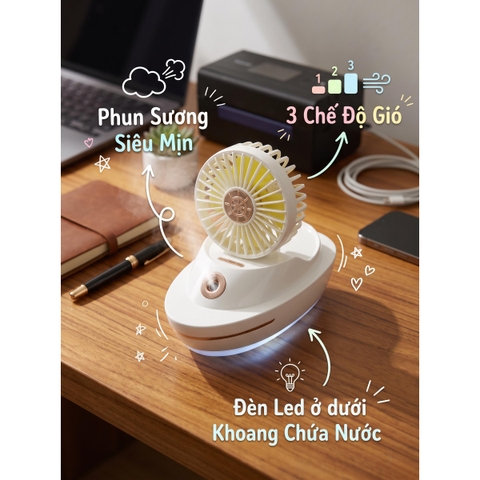 Quạt Phun Sương Mini Du Thuyền 4-in-1 _ Mê Case