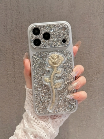 Ốp Lưng iPhone Hoa Hồng Ánh Kim Lấp Lánh Luxury