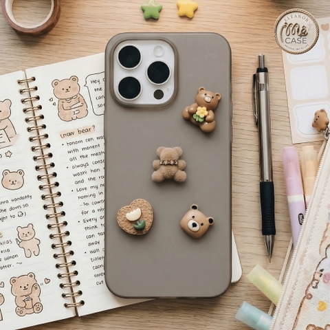 Ốp Lưng iPhone Đính Charm 3D Thủ Công - Series Ốp Nhám Mờ Cao Cấp