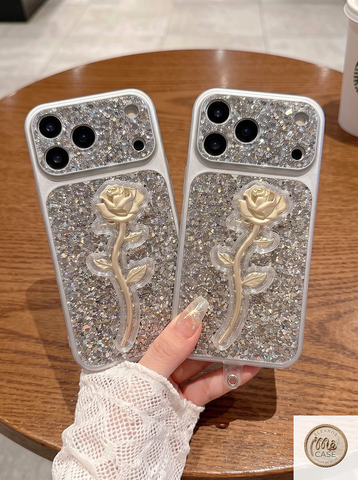 Ốp Lưng iPhone Hoa Hồng Ánh Kim Lấp Lánh Luxury