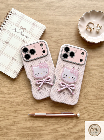 🐱🎀Ốp Lưng Iphone Mèo Kitty Nơ Caro Hồng Dịu Dàng 🌸💖_Mê Case