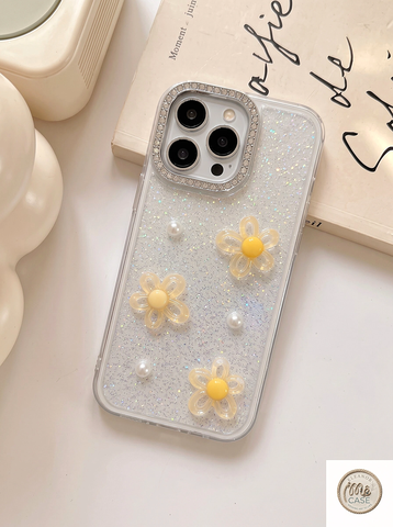 Ốp Lưng Iphone_ Ốp Viền Cam Đính Đá Gắn Charm Hoa