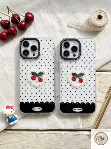 Ốp Lưng Iphone Little Cherry Polka Dot – Chấm Bi Vintage & Anh Đào Nhỏ🍒