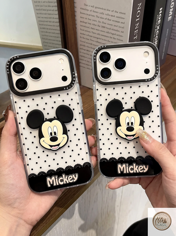 Ốp Lưng Iphone_Ốp Chấm Bi Đen Mickey