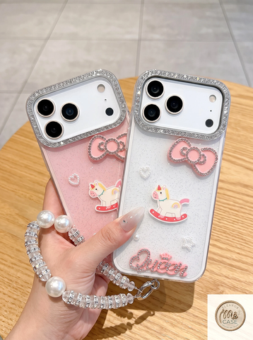 ỐP LƯNG IPHONE SWEET UNICORN QUEEN–LẤP LÁNH CÔNG CHÚA KÈM DÂY ĐEO NGỌC TRAI SANG TRỌNG 💖