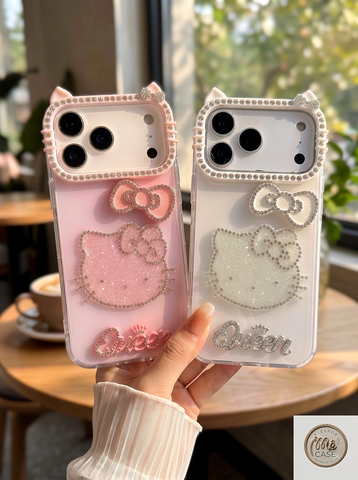 Ốp Lưng Iphone Hello Kitty Đính Đá Chữ Queen