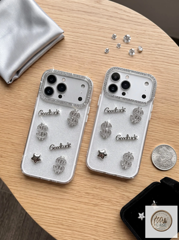 Ốp iPhone Luxury Đính Đá Kèm Dây Ngọc Trai