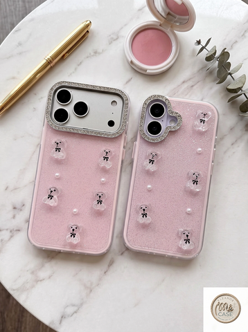 ỐP LƯNG IPHONE GẤU PHA LÊ LẤP LÁNH SIÊU CUTE PHONG CÁCH TIỂU THƯ- KÈM DÂY 🎀🐻✨