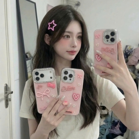 ỐP LƯNG IPHONE NÀNG THƠ HỒNG NGỌT 🎀✨- SWEET GIRLY DREAM 💗🌸 ( sản phẩm thủ công )