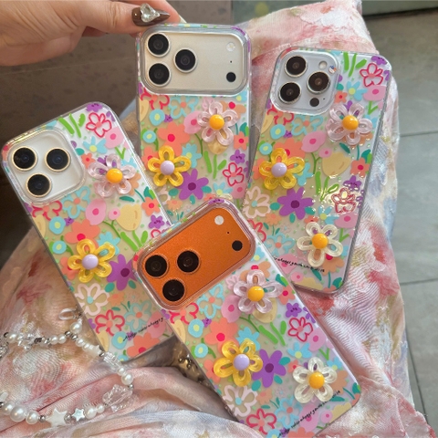 🌸✨ Ốp Lưng Iphone Vườn Hoa Summer Rực Rỡ 3D -  Summer Garden Case 🌈 Có Dây Đeo