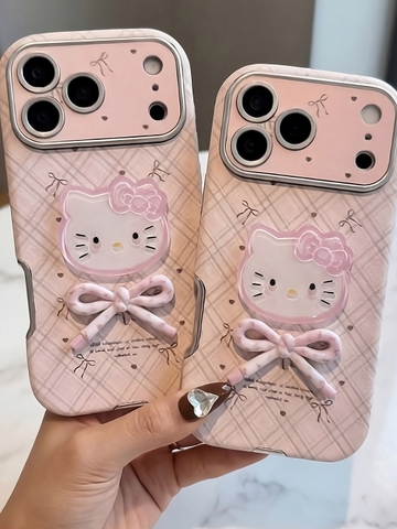 🐱🎀Ốp Lưng Iphone Mèo Kitty Nơ Caro Hồng Dịu Dàng 🌸💖_Mê Case