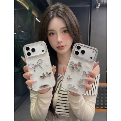 Ốp Lưng iphone Nhũ Ánh Kim Khảm Nạm Phụ Kiện Thủ Công Quý Phái - Diamond Coquette Luxury🌟