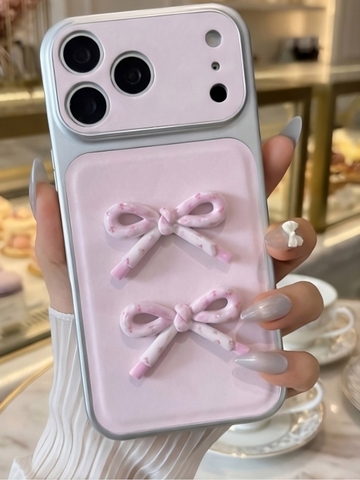 Ốp Lưng Iphone _ Đính Nơ Chuẩn Phong Cách Coquette Y2K Cao Cấp