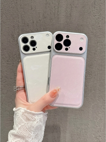 Ốp Lưng Iphone Viền Thép Phối Da Cao Cấp