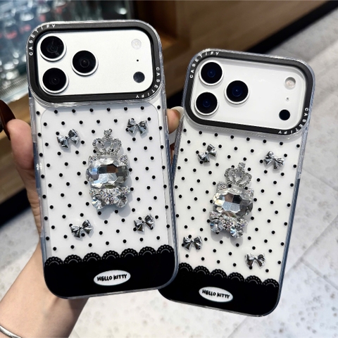 🖤 Ốp lưng iphone nữ hoàng pha lê chấm bi -  Crystal Queen Polka Case 👑