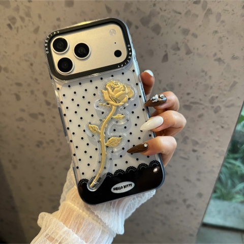 🌹ỐP LƯNG IPHONE CHARM NỔI 3D CHANH SẢ - Golden Touch Rose✨
