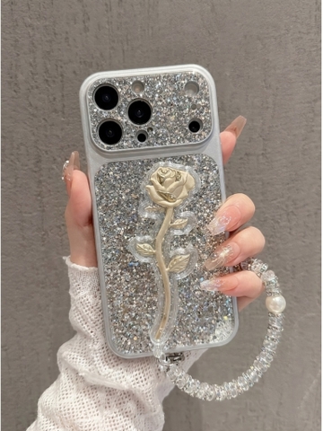Ốp Lưng iPhone Hoa Hồng Ánh Kim Lấp Lánh Luxury