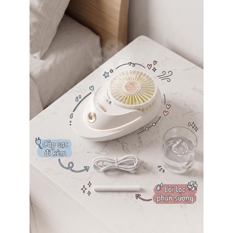 Quạt Phun Sương Mini Du Thuyền 4-in-1 _ Mê Case