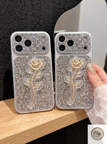Ốp Lưng iPhone Hoa Hồng Ánh Kim Lấp Lánh Luxury