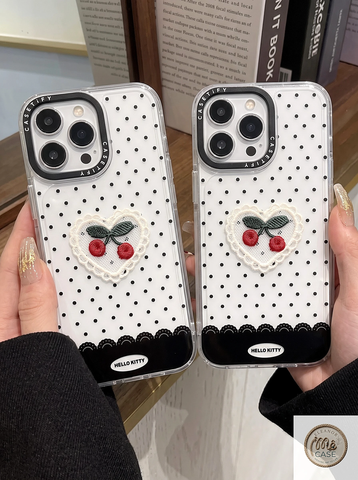 Ốp Lưng Iphone Little Cherry Polka Dot – Chấm Bi Vintage & Anh Đào Nhỏ🍒