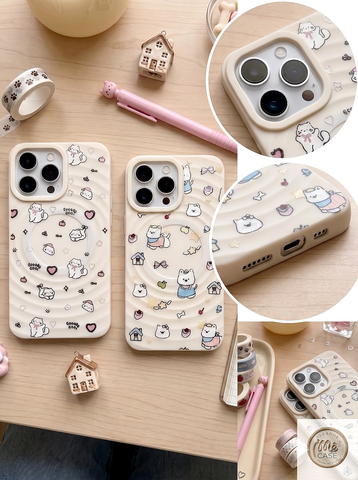 Ốp Lưng Iphone Gợn Sóng Hỗ Trợ Sạc Từ Tính Họa Tiết Dễ Thương - Chống Sốc Tràn Viền