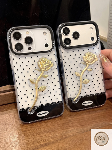 🌹ỐP LƯNG IPHONE CHARM NỔI 3D CHANH SẢ - Golden Touch Rose✨