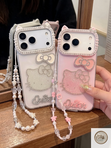 Ốp Lưng Iphone Hello Kitty Đính Đá Chữ Queen