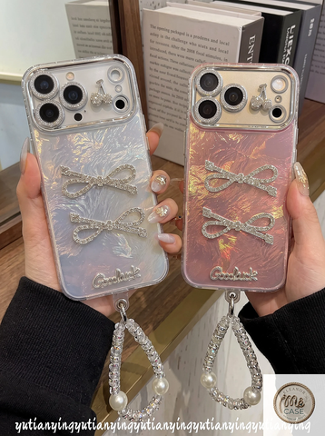 ỐP LƯNG IPHONE NƠ ĐÍNH ĐÁ LẤP LÁNH SANG CHẢNH CHO NÀNG ✨🎀-  LUXURY BLING BOW CASE + Dây