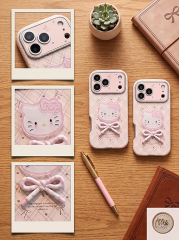 🐱🎀Ốp Lưng Iphone Mèo Kitty Nơ Caro Hồng Dịu Dàng 🌸💖_Mê Case