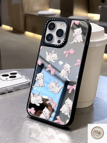 Ốp Lưng iPhone Mèo Nơ Lung Linh - Gương Xinh, Mèo Xịn