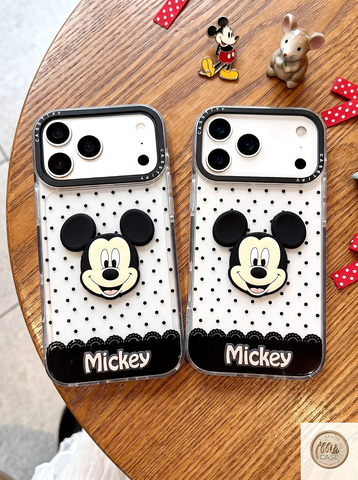 Ốp Lưng Iphone_Ốp Chấm Bi Đen Mickey