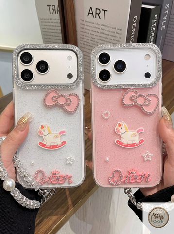 ỐP LƯNG IPHONE SWEET UNICORN QUEEN–LẤP LÁNH CÔNG CHÚA KÈM DÂY ĐEO NGỌC TRAI SANG TRỌNG 💖