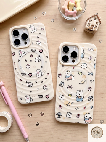 Ốp Lưng Iphone Gợn Sóng Hỗ Trợ Sạc Từ Tính Họa Tiết Dễ Thương - Chống Sốc Tràn Viền