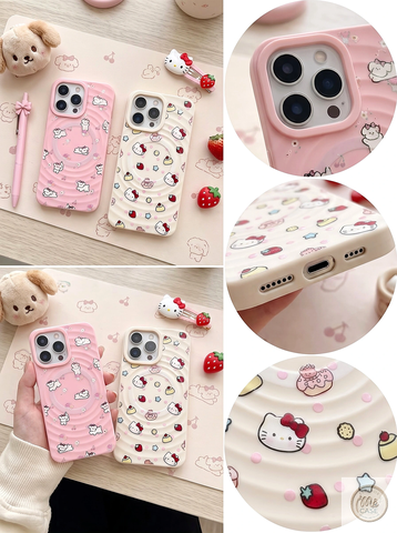 Ốp Lưng Iphone Bộ 2 màu Màu Kem+ Pastel Họa Tiết  - Có Vòng Sạc Từ Tính Tiện Lợi
