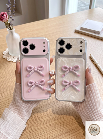 Ốp Lưng Iphone _ Đính Nơ Chuẩn Phong Cách Coquette Y2K Cao Cấp