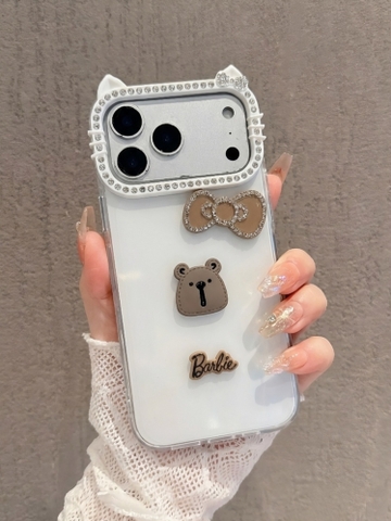 Ốp Lưng Iphone Handmade Coquette Gấu Nâu Nơ 3D