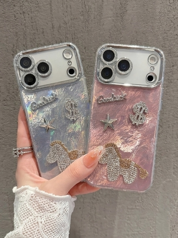 Ốp Lưng iPhone Đính Đá Thủ Công Đô La Fortune & Good Luck Mặt Lưng Đổi Màu Chống Sốc Bảo Vệ Camera