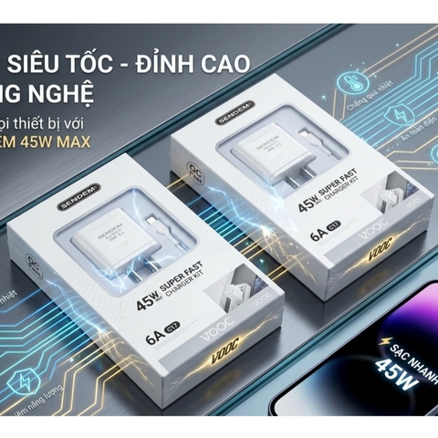 BỘ SẠC SIÊU NHANH SENDEM C17 45W Cáp Type-C