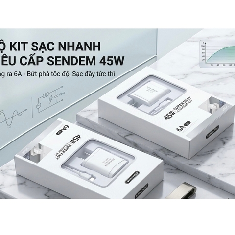 BỘ SẠC SIÊU NHANH SENDEM C17 45W Cáp Type-C