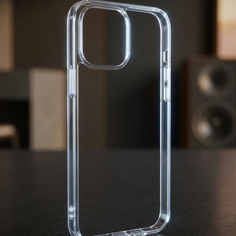 Ốp Lưng Iphone Trong Suốt Lưng Cứng Chống Ố - Tặng Kèm Miếng Lót Nhũ