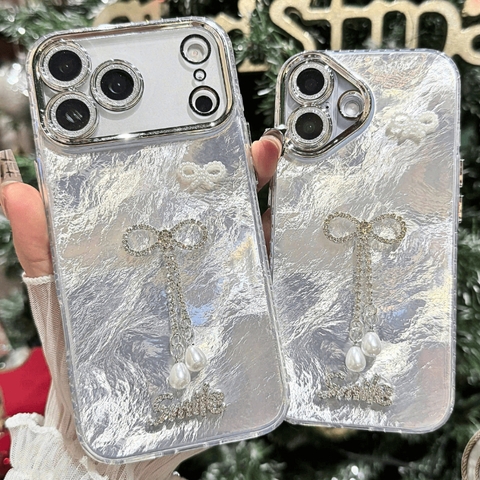 Ốp Lưng Iphone  Nơ Ngọc Ánh Bạc Lấp Lánh - Sáng Mọi Lúc Mọi Nơi ✨