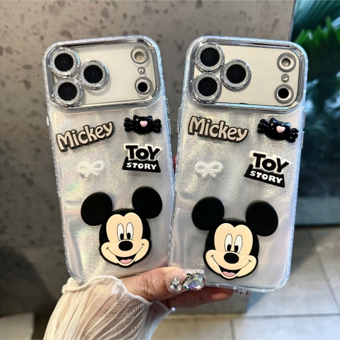Ốp Lưng Bling Bling iPhone - Nhũ Bạc Ánh Kim, Viền Cam Nạm Đá